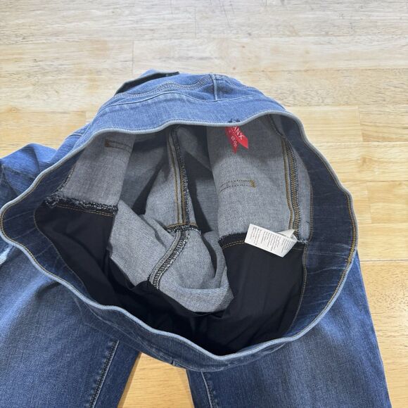 Spanx Distressed Denim Jeans Stretch Ankle Skinny Frayed Medium Wash Pull On XL - Picture 6 of 11